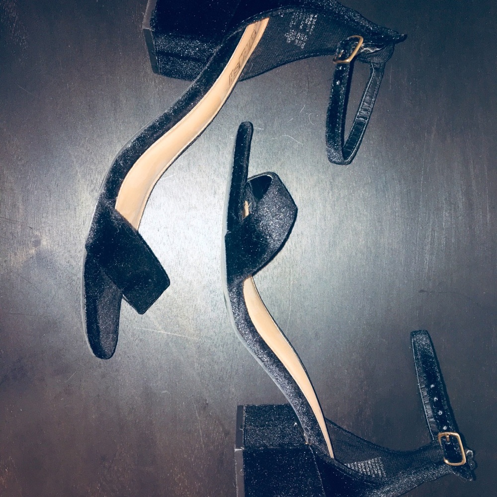 black velvet small brash heels